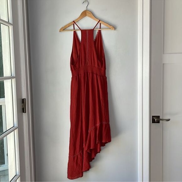 Anthropologie Red Carter Gauzy Burgundy Red High Low Midi Dress - Picture 2 of 10
